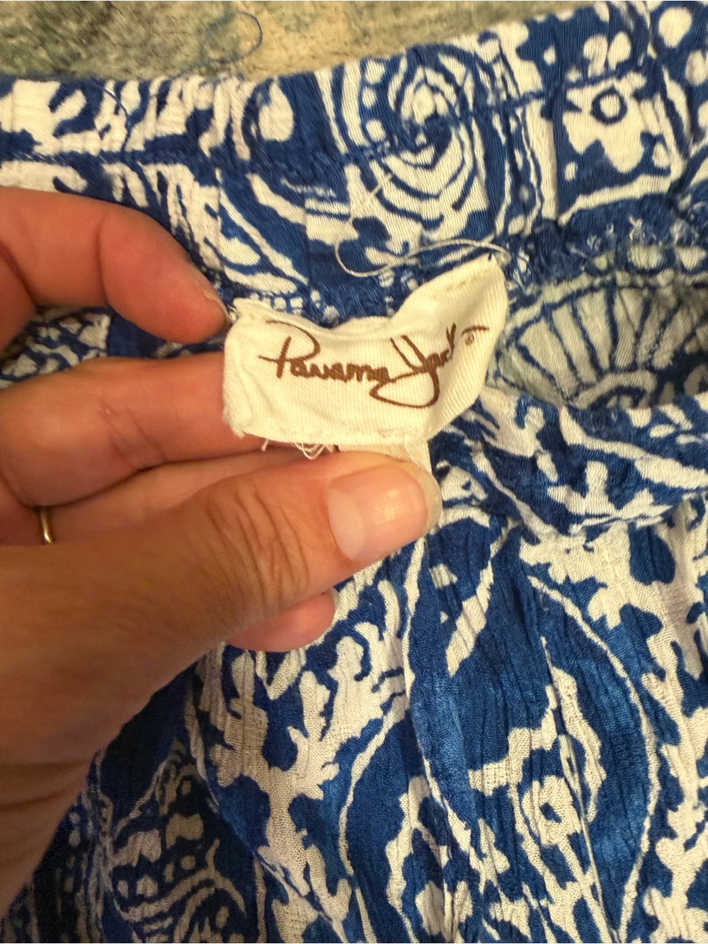 PANAMA JACK Blue White Rayon Beach Pants - Picture 4 of 5